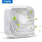 TOPK Mini Portable Fan,USB Desk Fan Table,Quiet 3 Speed Wind Personal Fan 360°Rotatable Head Standing Fans for Room Camping Hom