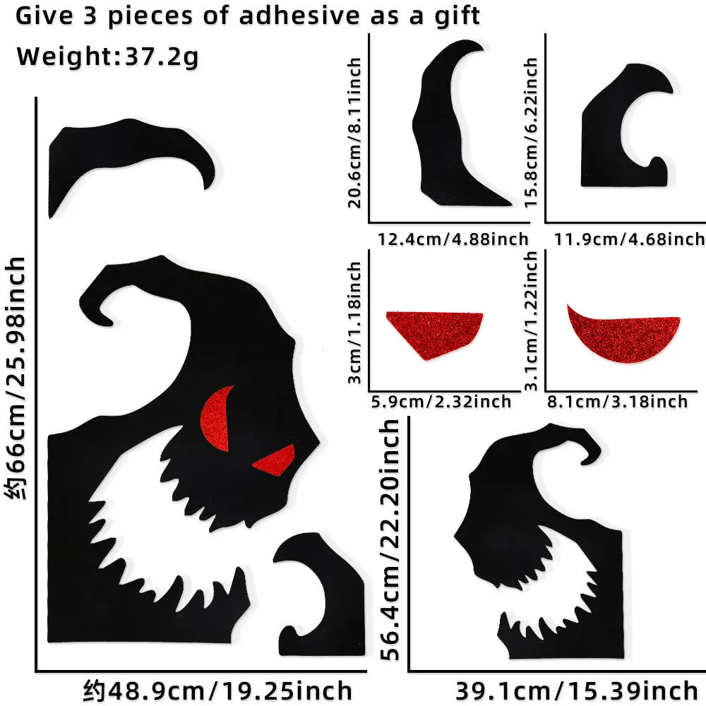 Halloween Decoration,DIY Felt Cloth Stickers for Home,Devil,Witch Hat,Glass Window Stickers, Halloween Party Door Stickers