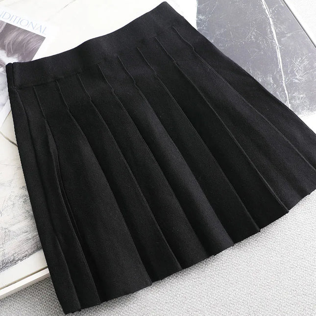 Ezsskj Autumn winter a-line thick short SWEATER Skirt Women  good quality cute pleated mini skirt female elegant  knit skirt
