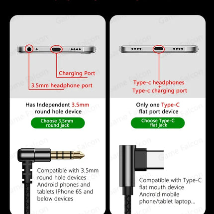 For Samsung 90° Jack Wired Gaming Headset HiFi Surround Sound With Mic Type C 3.5mm Music Headphones For Galaxy S24 23 iPhone 15