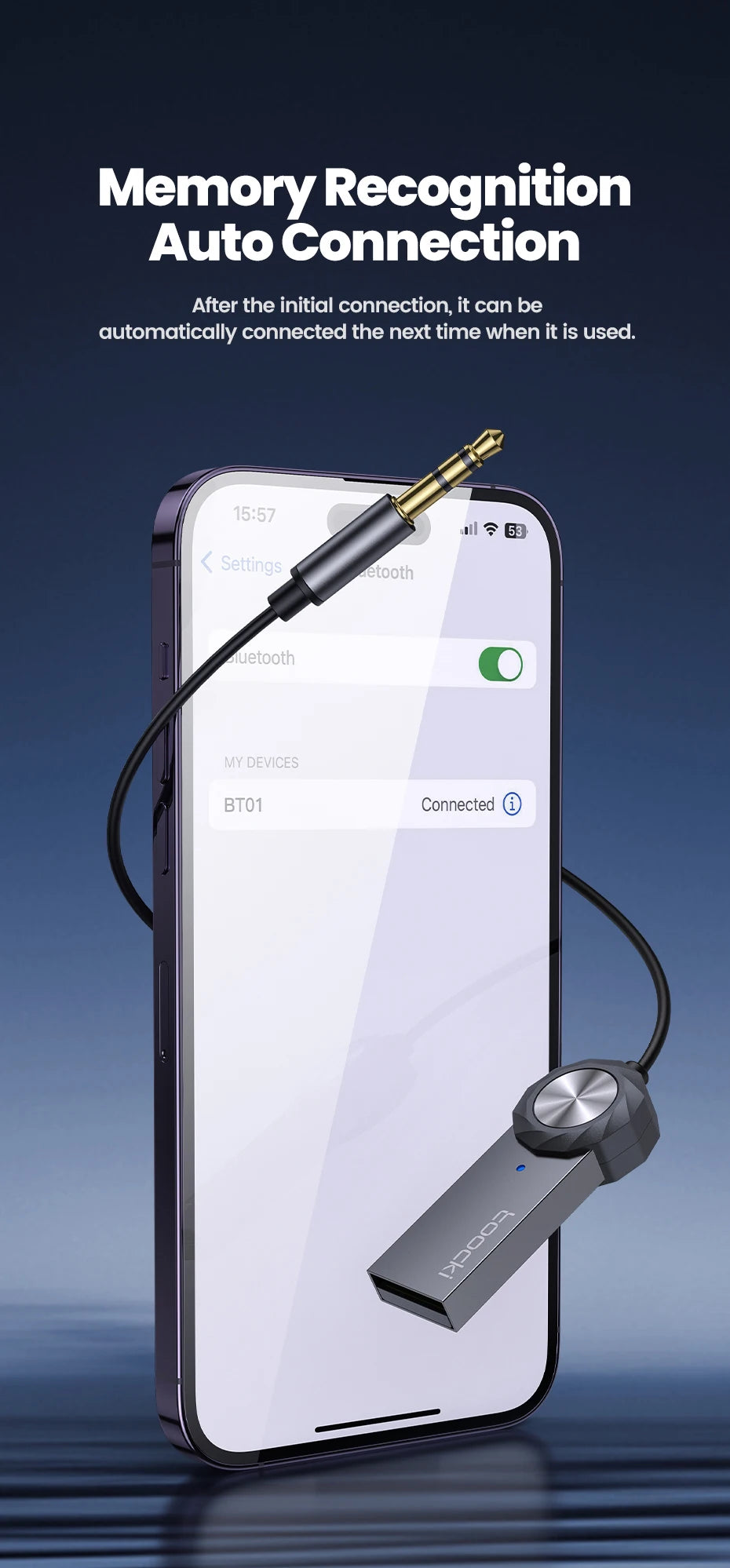 Toocki Wireless Bluetooth 5.1 Receiver Adapter 3.5mm Jack Audio Music Dongle USB Car Bluetooth Transmitter for Aux Car Speaker