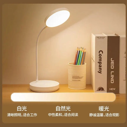 1pc 10 LED Desk Lamp With USB Charging Port, 3 Dimming Levels, Touch Control, White