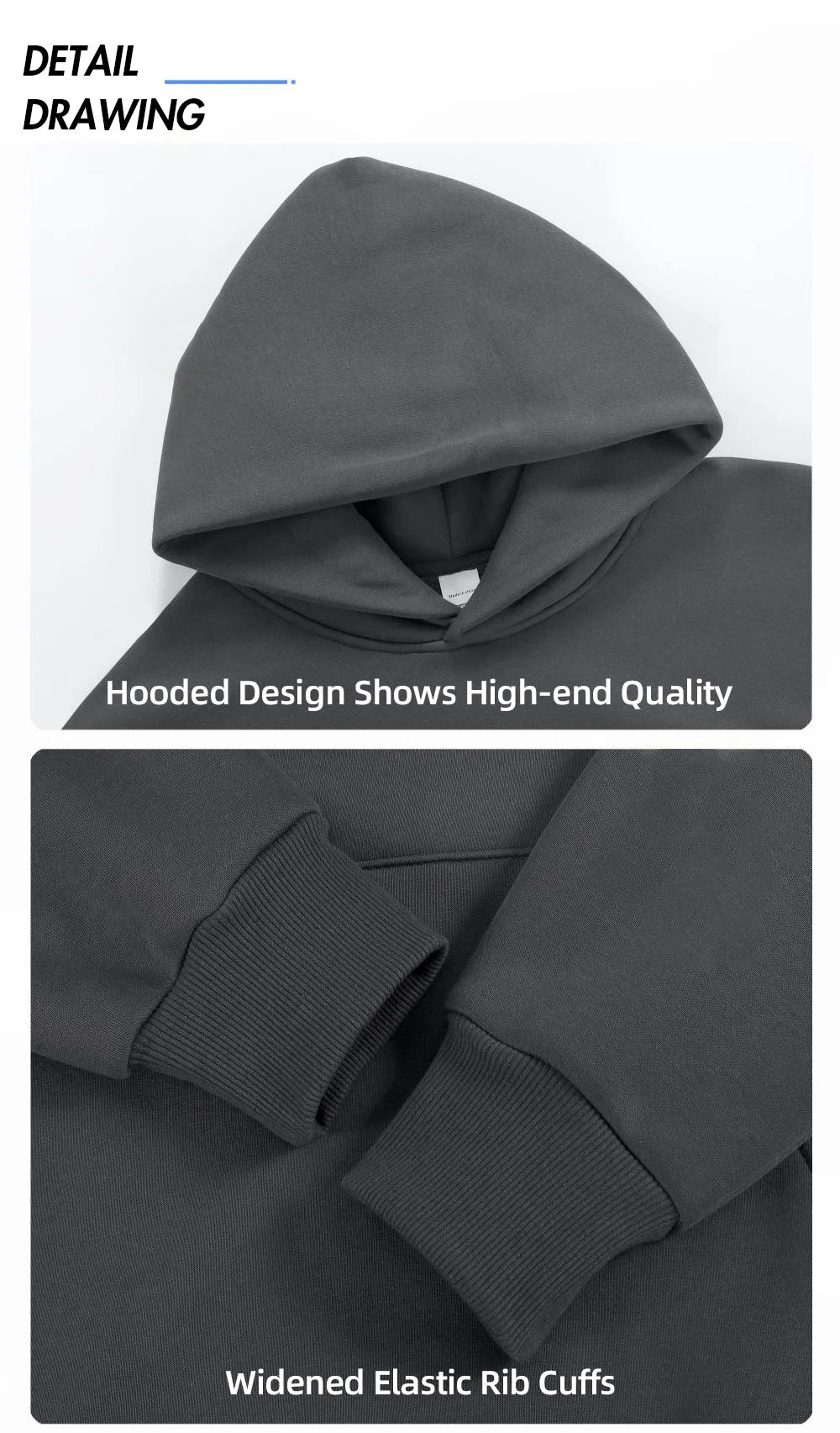 16.9oz 480gsm Heavy Weight Cotton Plus Velvet Hooded Sweater Men Thickened Tight Polar Fleece Pullover Hoodie Women Sweatshirt