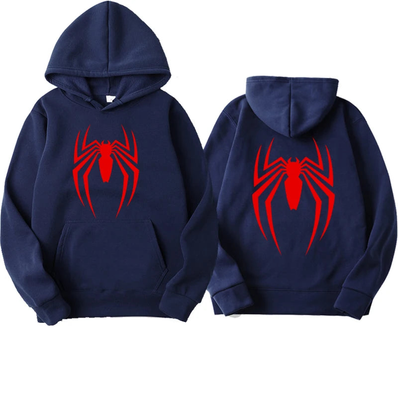 2024 New Men's Hoodie Street Fashion Spider Print Sweatshirt Fleece Ladies Casual Funny Loose Hoodie spiderman Men's clothing