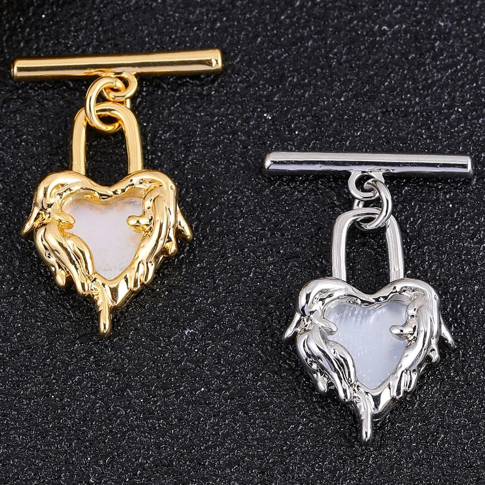 Juya Handmade 18K Gold Silver Plated Fastener Bail Connector Clasps Accessories For Needlework Pearls Beads Jewelry Making