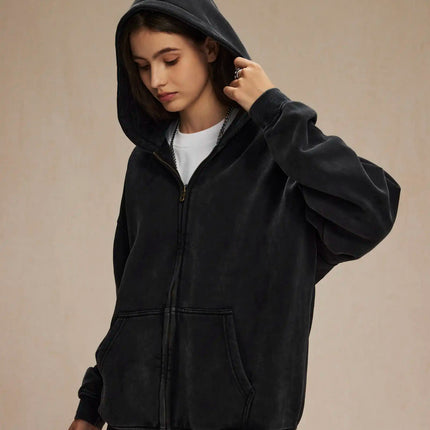 Batik fleece zippered hoodie