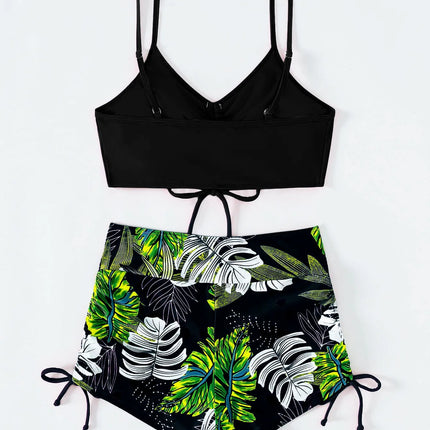 Drawstring Front Shorts Bikinis 2025 High Waist Swimsuit Women Swimwear Female Bathers Bathing Swimming Swim Suit Beachwear