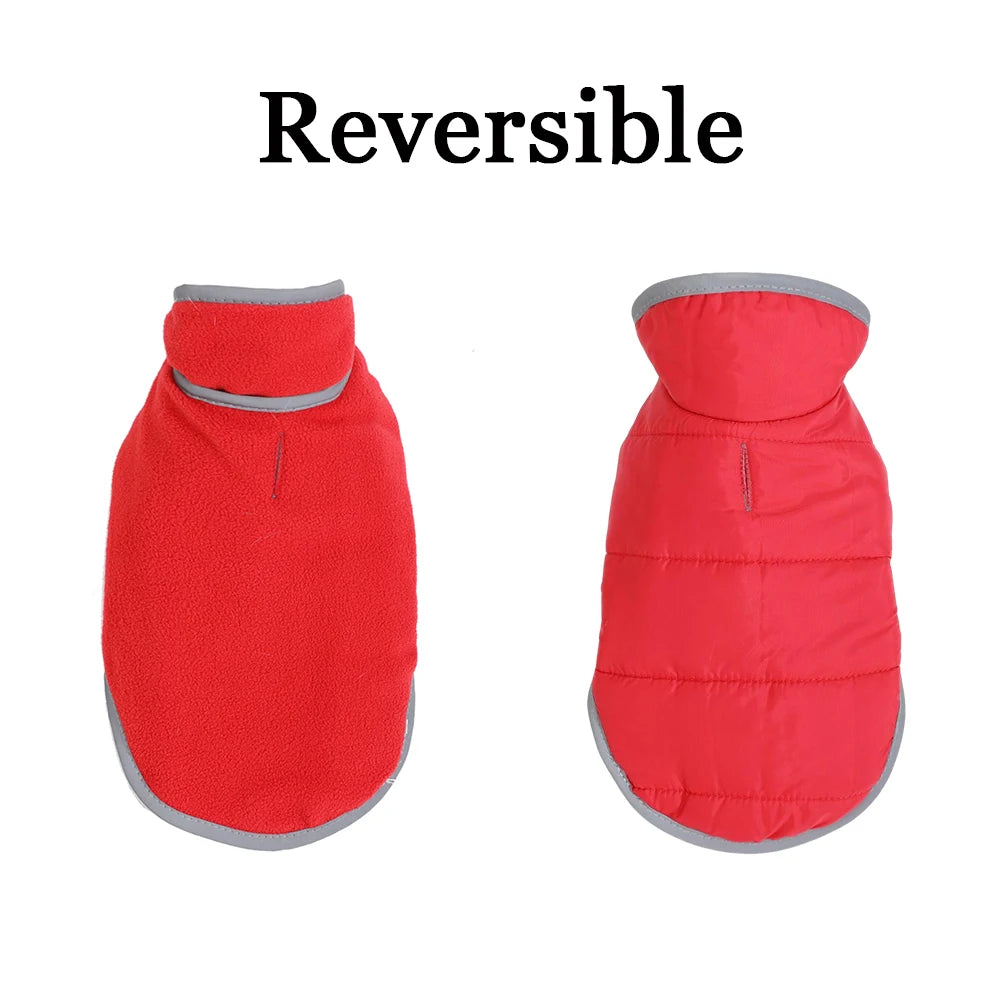 Reversible Pet Jacket Coat Warm Windproof Puppy Clothes Reflective Winter Fleece Dog Outfit For Small Medium Dogs French Bulldog