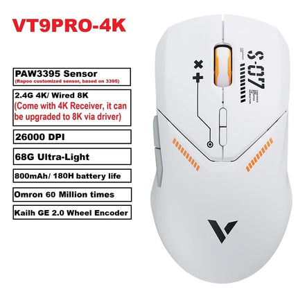 Rapoo VT9PRO PAW3398 Wireless Gaming Mouse 26000DPI 68g Lightweight Wired Wireless Mouse 160H Super Long Battery Life