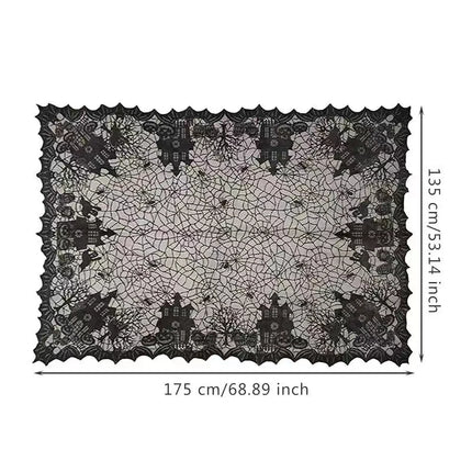 Halloween Lace Table Runner Black Spider Web Tablecloth Fireplace Cover Mantel Halloween Decoration 2024 Home Party Cloth Cover