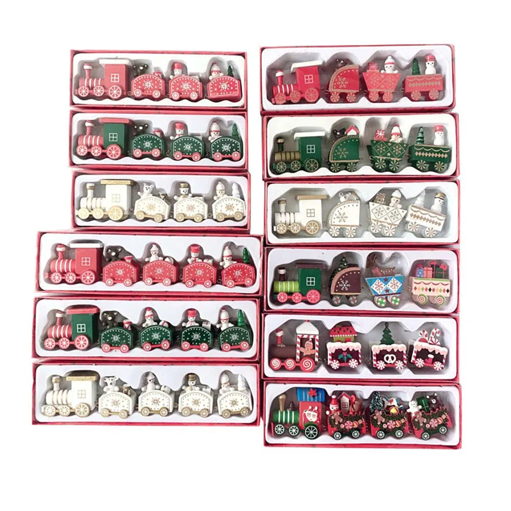 Christmas Wood Train Decoration,Christmas Ornaments With Moving Train,Home Noel,Happy New Year 2025 Gifts
