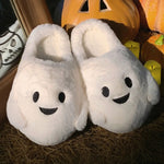 Halloween Ghost Pumpkin Bat Design Women Winter Slippers Casual Soft Heel Platform Fur Warm Indoor Comfortable Man Home Slippers