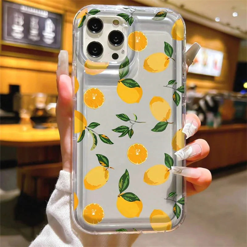 Summer Fresh Fruit Lemon Print TPU Phone Case for IPhone 16 17 15 14 13 12 11 Pro Max 16 Plus 17 Air Cushion Shockproof Cover