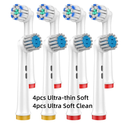 4/8PCS Replacement Brush Heads for Oral B Electric Toothbrushes Floss Cross Action 3D Pro White Precision Standard Daily Clean