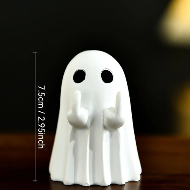 Middle Finger Cute Ghost Statue, Ghosts Small Scary Ghost Figurines, Halloween Home Decorations, Coffee Table Centerpieces Shelf