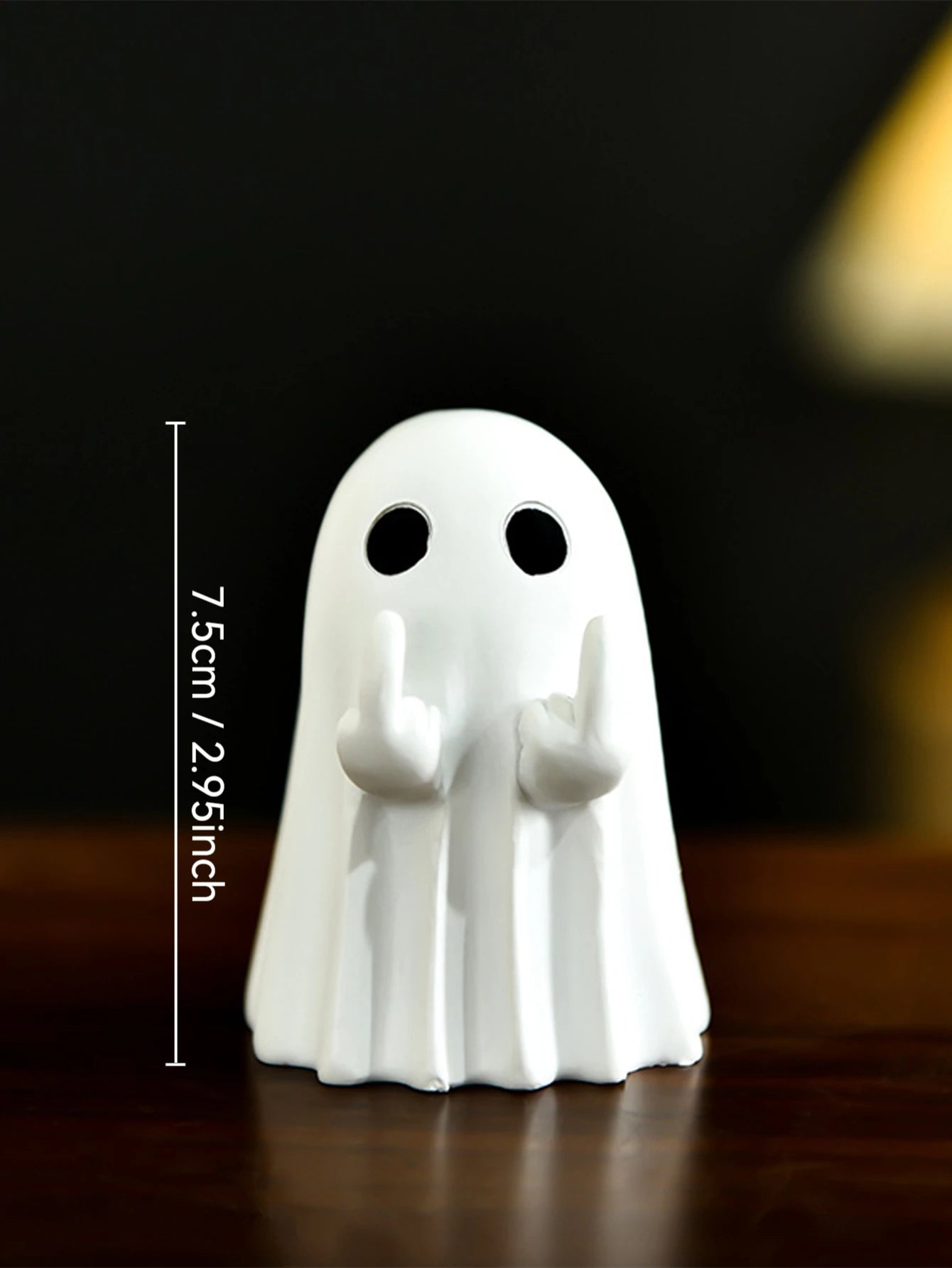 Middle Finger Cute Ghost Statue, Ghosts Small Scary Ghost Figurines, Halloween Home Decorations, Coffee Table Centerpieces Shelf