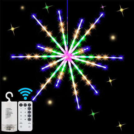 PAMNNY Battery Powered Starburst Firework Lamp Waterproof Christmas Garden String Light Garland for Wedding Party New Year Decor