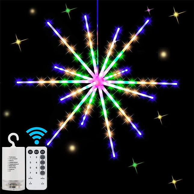 PAMNNY Battery Powered Starburst Firework Lamp Waterproof Christmas Garden String Light Garland for Wedding Party New Year Decor