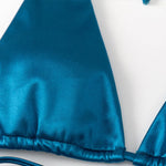 Halter Brazilian Metallic Satin Bikini Women Swimwear Female Swimsuit Two-pieces Bikini Set High Cut Bathing Suit Swim Beachwear