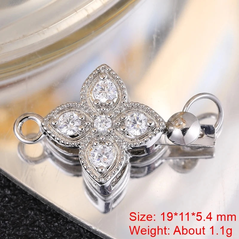 Juya Handmade 18K Gold Silver Plated Fastener Bail Connector Clasps Accessories For Needlework Pearls Beads Jewelry Making