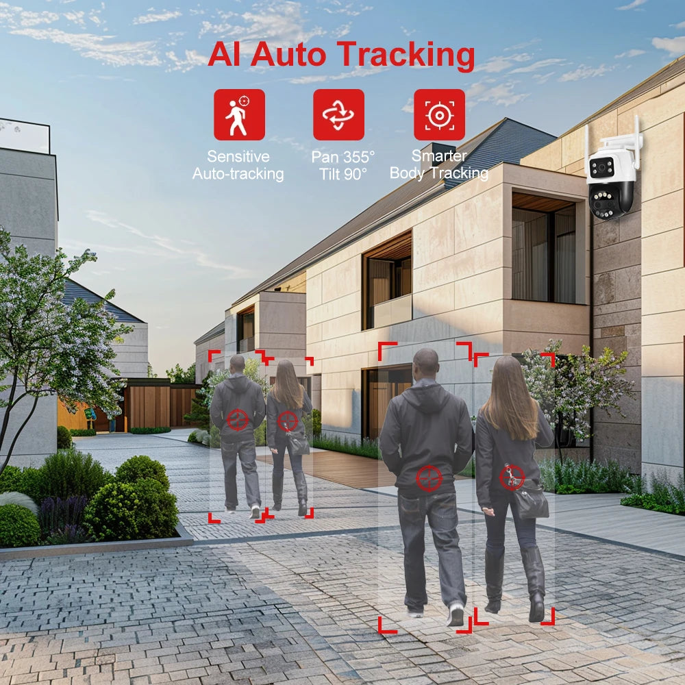 8MP Dual Lens 2.8mm -12mm 8X Zoom 4K PTZ WiFi IP Camera Outdoor AI Human Tracking CCTV Audio Home Security Surveillance Camera