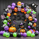 Halloween Balloons Garland Arch Eye Ballon with Bats Pumpkin Purple Orange Black Ballon for Birthday Party Halloween Decorations