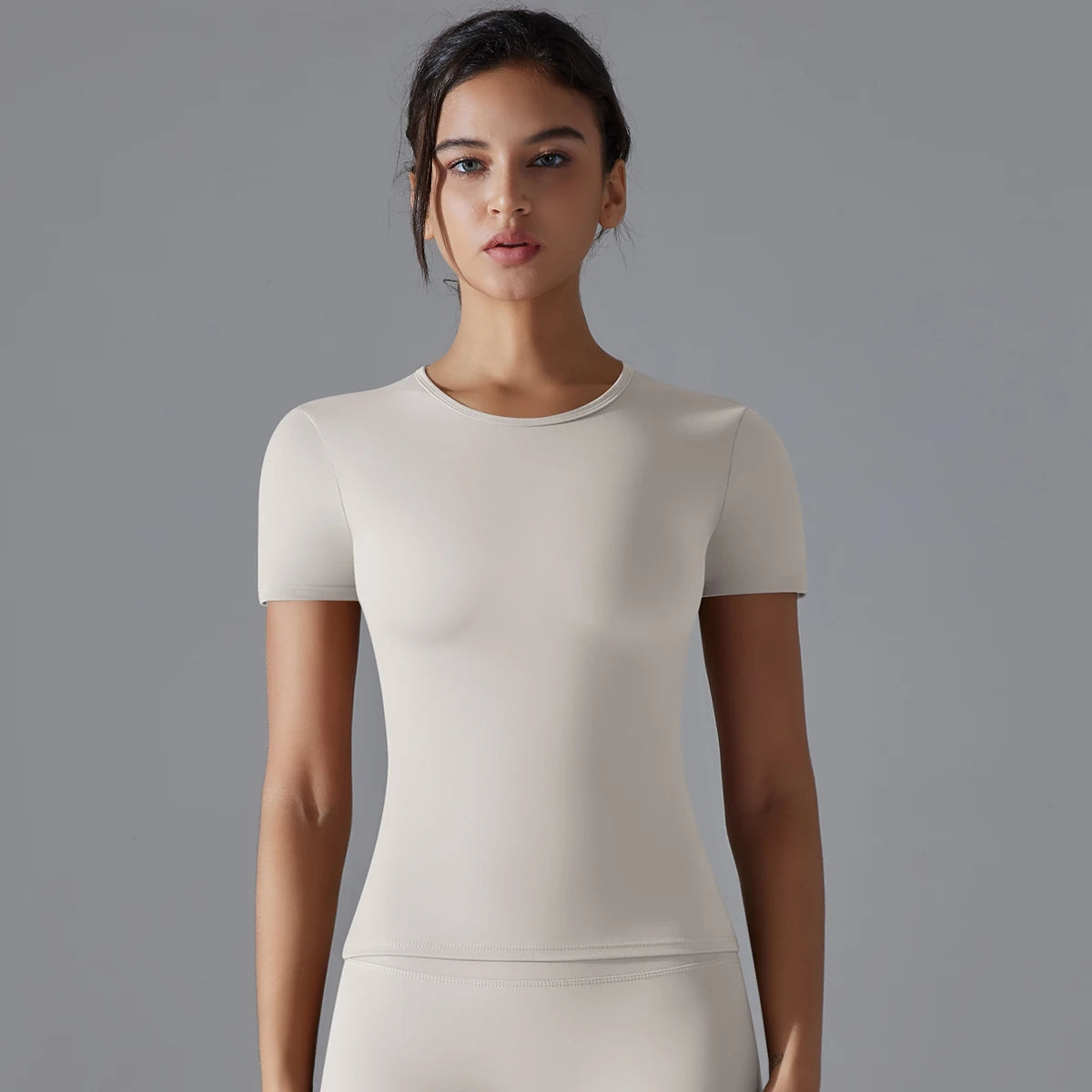 Women Running Sports T Shirt Summer Short Sleeve Round Neck Breathable Stretchy GYM Yoga Slim Fitness Active Top Tee