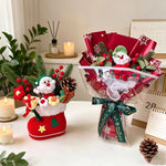 Santa Claus Plush Doll With Crochet Flowers Creative Christmas Day Handmade Bouquets Home Table Decora Pefect Gifts For Friends