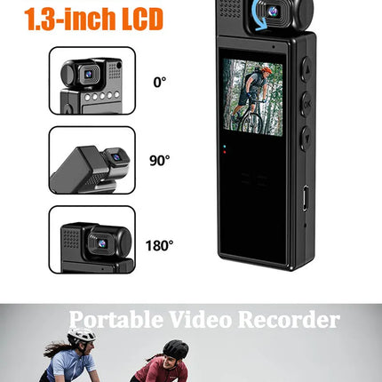 JOZUZE 1.3inch Screen 1080P Sports HD Mini Camera Portable Digital Video Recorder BodyCam Infrared Night Vision Police Camcorder