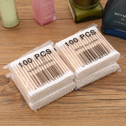500 Round Headed Cotton Swabs, Double Round Headed Cotton Swabs, Bamboo Sticks, Precision Pointed Cosmetic Nail Tools