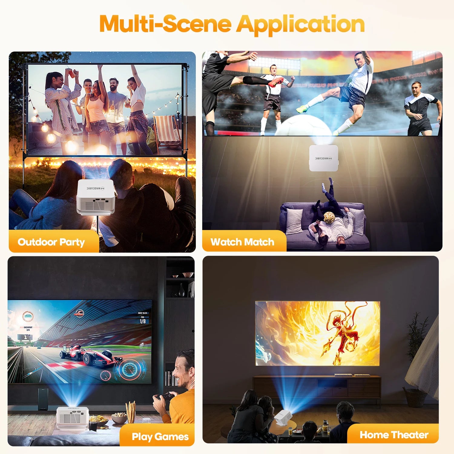 Magcubic Auto Focus Home Cinema 4K Projector 400ANSI 8K Native 720P HY300 Max