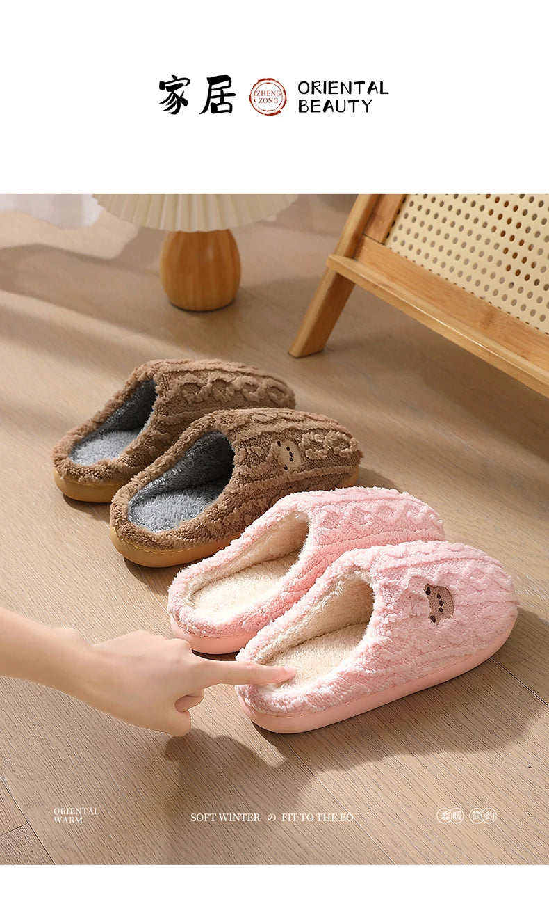 QYCKABY Women's Lovely Simplicity Fur Slippers Unisex Home Comfortable Plush Lined Slip On Shoes, Mens Warm Autumn Winter Slides