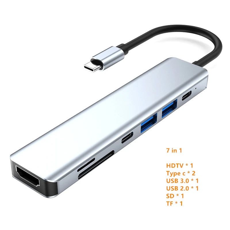 USB C Hub to 4K HDMI-Compatible USB 3.0 2.0 Type C PD Charging Dock for MacBook iPad Samsung S10 Dex TV Mouse Keyboard U Disk