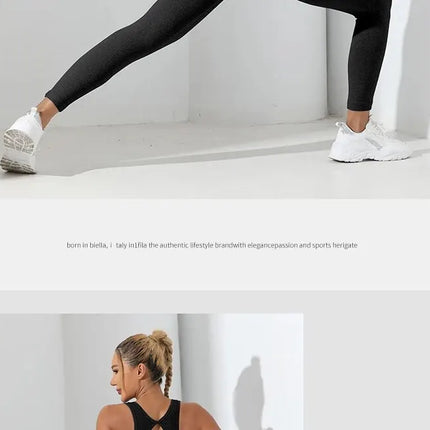Yoga Basic 2pcs Seamless High Stretch Yoga Set Tracksuit Gym Set Crisscross Back Cami Hip-hugging Tummy Control Leggings