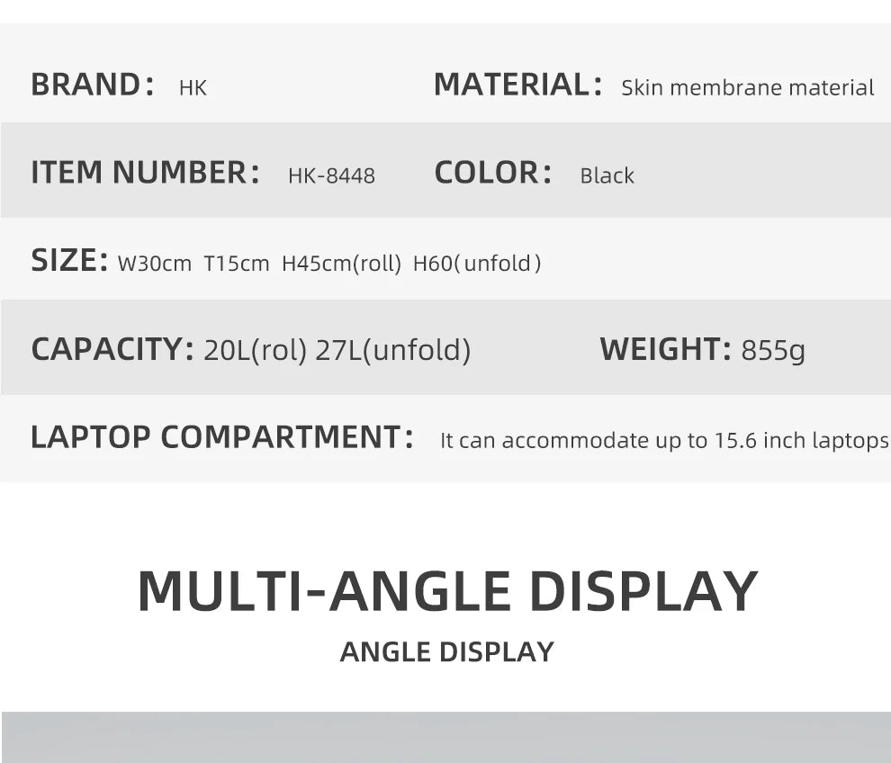 HK Expandable Travel Backpack Men Large Capacity Waterproof 15.6” Laptop Bag Hiking Rucksack Cycling Daypack Bag with USB Port