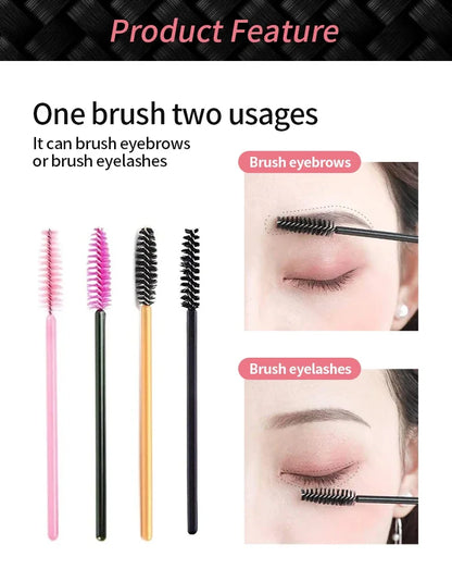 CNK 50Pcs Disposable Crystal Eyelash Brush Mascara Wands Applicator Diamond Rod Makeup Brushes for Women Eyelash Extension Tool