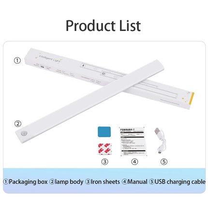 Cabinet Lights Motion Sensor LED Wireless USB Under Ultra Thin Night Light For Kitchen Cabinet Bedroom Wardrobe Indoor Lighting
