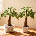 Handmade Crochet Money Tree Potted Stuffed Plants Finished Woven Bouquet Home Desktop Decor Christmas Graduation Gifts