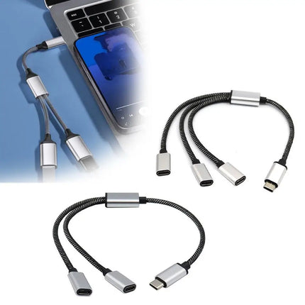 USB C Male To Double USB C Female Splitter Type C Hub For Type C Gaming Handle Charger Powerbanks Adapter