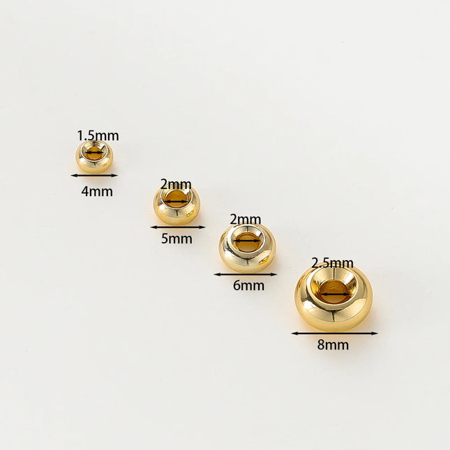 14K/18K Gold Plated 10-30Pcs 3/4/5/6/8mm Spacer Beads for DIY Necklace Bracelet Jewelry Making Supplies Accessories Wholesale