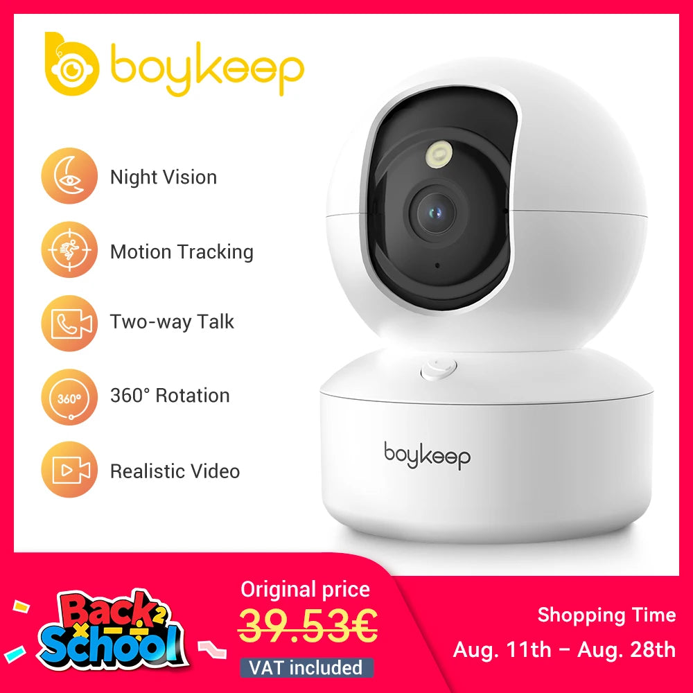 BoyKeep 3MP 5G/2.4GHz WiFi Indoor Home Security IP Smart Baby Monitor Camera Automatic Tracking 24/7 Video Surveillance Camera