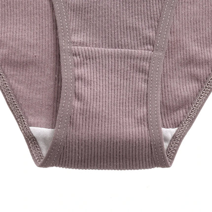 FINETOO 4Pcs Cotton Striped Underwear Women's Panties Letter Belt Briefs Ladies Low Waist Lingerie Solid Breathable Underpants