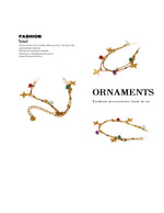 Yhpup Colorful Natural Stone Bead Flower Chain Stainless Steel Beach Anklet for Women Exquisite Summer Jewelry Bijoux Femme