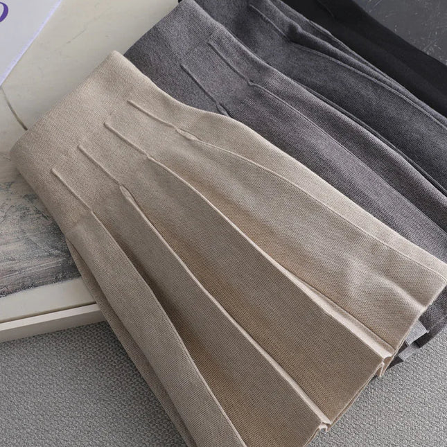 Ezsskj Autumn winter a-line thick short SWEATER Skirt Women  good quality cute pleated mini skirt female elegant  knit skirt