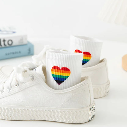 New Socks Women's Korean Version In The Tube Wild Cute Japanese Student Women's Socks Autumn And Winter Rainbow Socks
