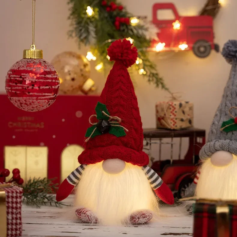 1~4pcs 2024 Christmas Doll Elf Knitted Gnome with Led Night Light Christmas Decorations for Home Xmas Navidad New Year 2025 Gift