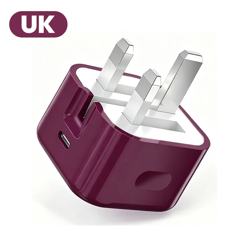 PD25W Type C Super Fast Charging Mobile Phone Foldable Charger For Iphone 17 16 Samsung POCO UK Plug Phone Accessories
