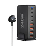 240W  Desktop GaN Charger 8-port USB Type C PD Charger Fast Charge 3.0 USB Type C Fast Charger Mobile USB Charger