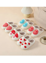 House Slippers for Women, Cute Big Small Heart, Fluffy Cozy Home Comfy Shoes for Ladies, Indoor Slippers for Winter, Mushroom