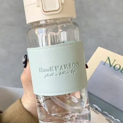 500ml Water Bottle with Straw Pop-Up Cover Leak-Proof Drinkware for Drinking Sippy Portable Cute Plastic Drinking Bottle